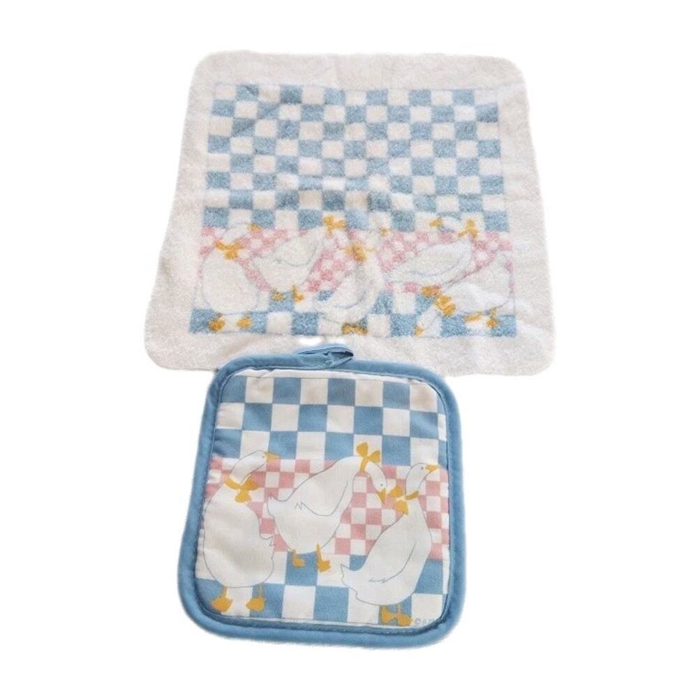 Vintage Goose Kitchen Towel And Pot Holder